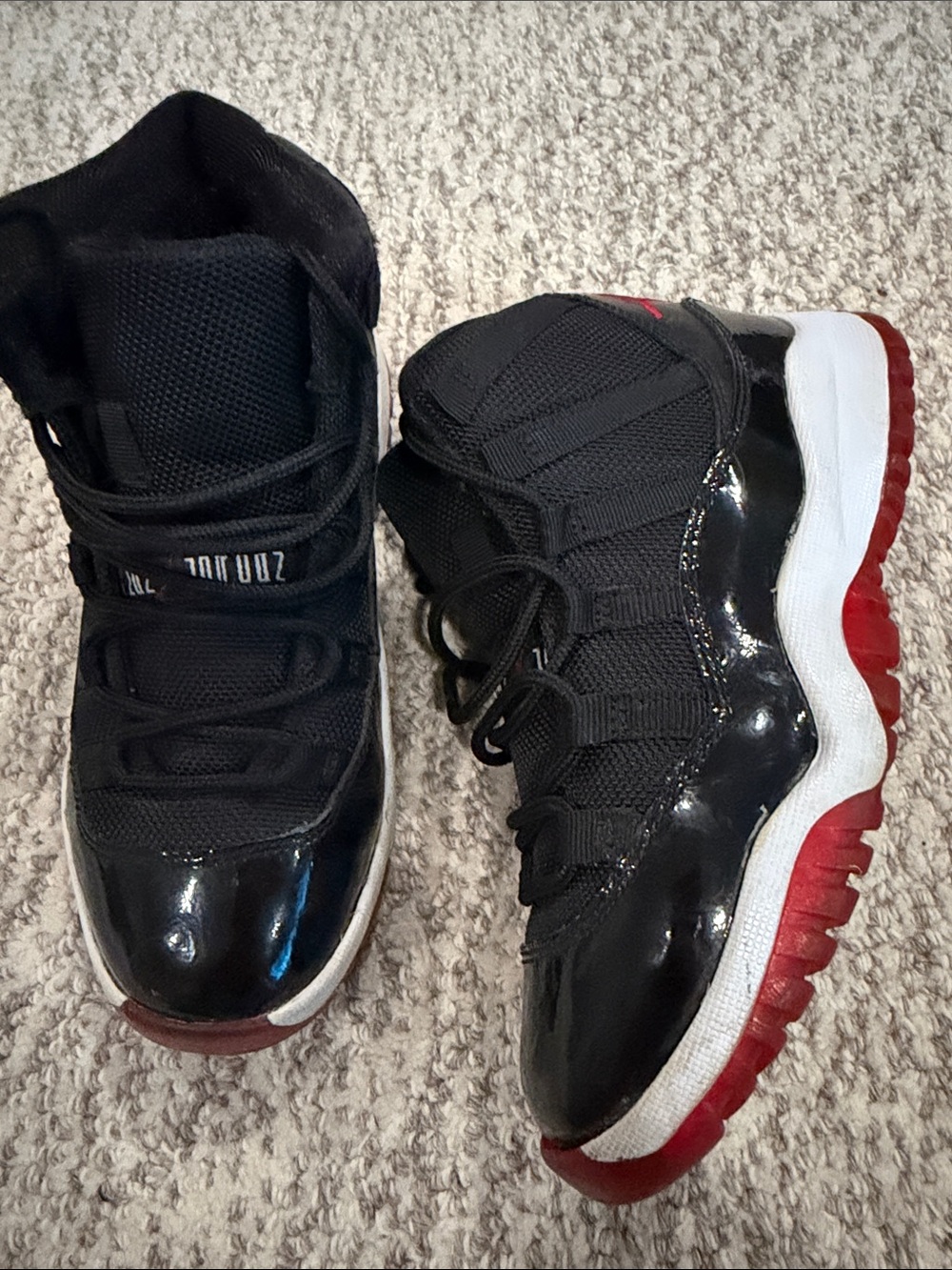 Jordan Kids Black White Red High-Top Sneakers